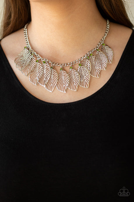 Paparazzi ~ Feathery Foliage ~ Green Necklace Set