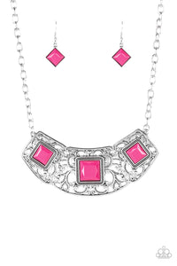 Paparazzi ~ Feeling Inde-PENDANT ~ Pink Necklace Set