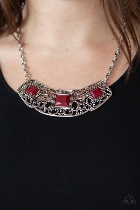 Paparazzi ~ Feeling Inde-PENDANT ~ Red Necklace Set