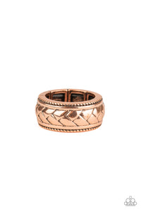 Paparazzi ~ Field Artillery ~  Men's Copper Ring with Stretchy Band