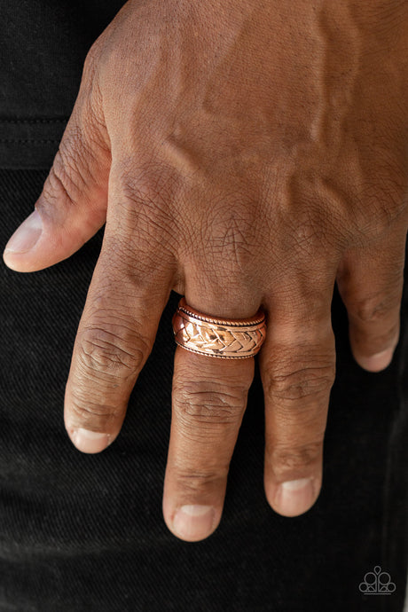 Paparazzi ~ Field Artillery ~  Men's Copper Ring with Stretchy Band
