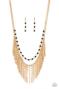 Paparazzi ~ Fierce In Fringe ~ Gold Necklace Set