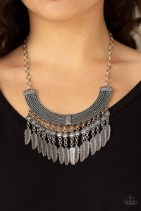 Paparazzi ~ Fierce in Feathers ~ Silver Necklace Set