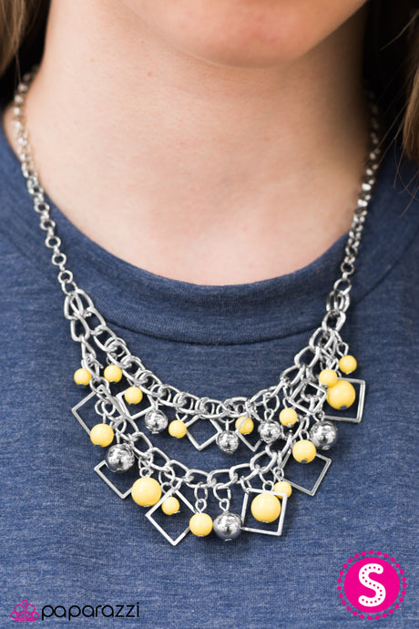 Paparazzi - Finally FRAME-ous - Yellow Necklace Set