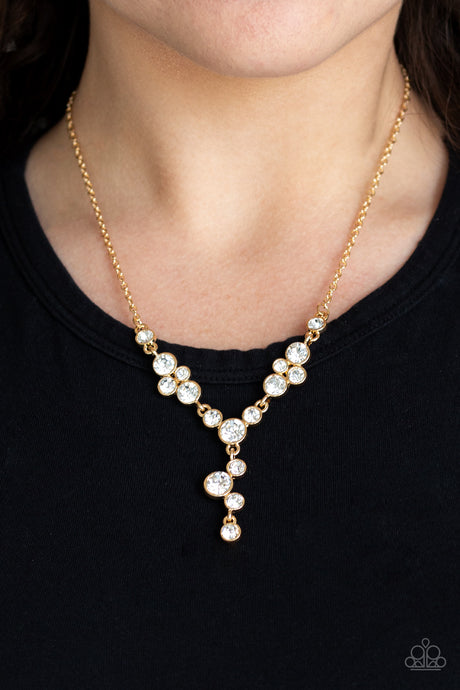 Paparazzi ~ Five-Star Starlet ~ Gold Rhinestone Necklace Set
