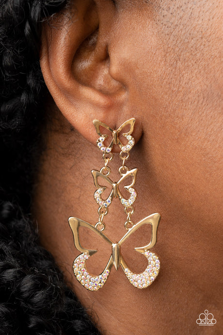 Paparazzi ~ Flamboyant Flutter ~ Multi-colored Butterfly Post Earrings