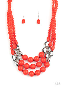 Paparazzi ~ Flamingo Flamboyance ~ Red Beaded Necklace Set