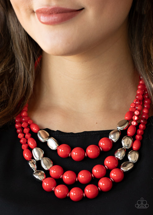 Paparazzi ~ Flamingo Flamboyance ~ Red Beaded Necklace Set