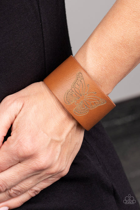 Paparazzi ~ Flirty Flutter ~ Brown Urban Bracelet (Life of the Party Exclusive)
