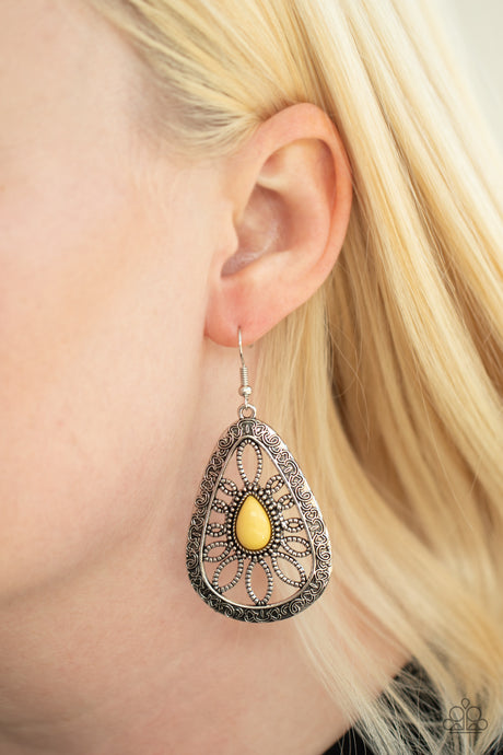 Paparazzi ~ Floral Frill ~ Yellow Earrings