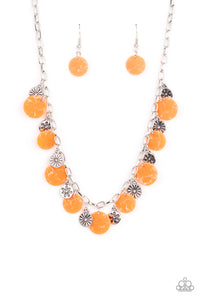 Paparazzi - Flower Powered - Orange Necklace Set