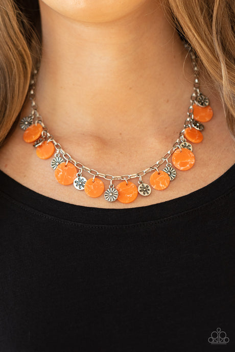 Paparazzi - Flower Powered - Orange Necklace Set