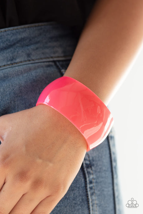 Paparazzi ~ Fluent in Flamboyance ~ Pink Acrylic Cuff Bracelet (Life of the Party Exclusive)