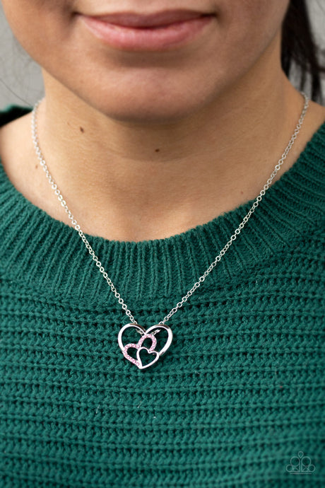 Paparazzi ~ Follow Your HEARTTHROB ~ Pink Heart Pendant Necklace Set