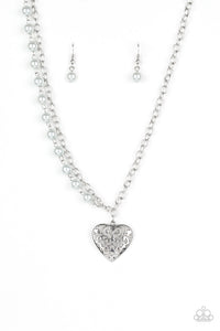 Paparazzi ~ Forever In My Heart ~ Silver Heart Pendant Necklace Set