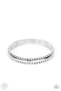 Paparazzi ~ Forged Uproar ~ White Bangle Bracelet (Fashion Fix Exclusive)