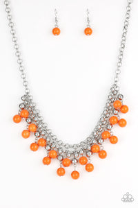 Paparazzi - Friday Night Fringe - Orange Necklace Set