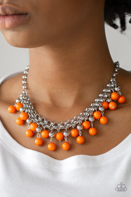 Paparazzi - Friday Night Fringe - Orange Necklace Set