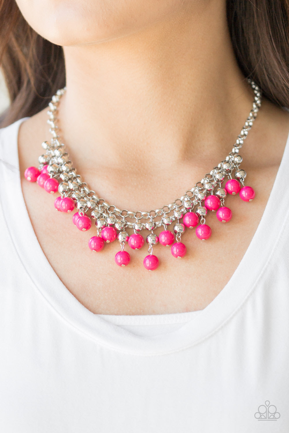 Paparazzi ~ Friday Night Fringe ~ Pink Necklace Set