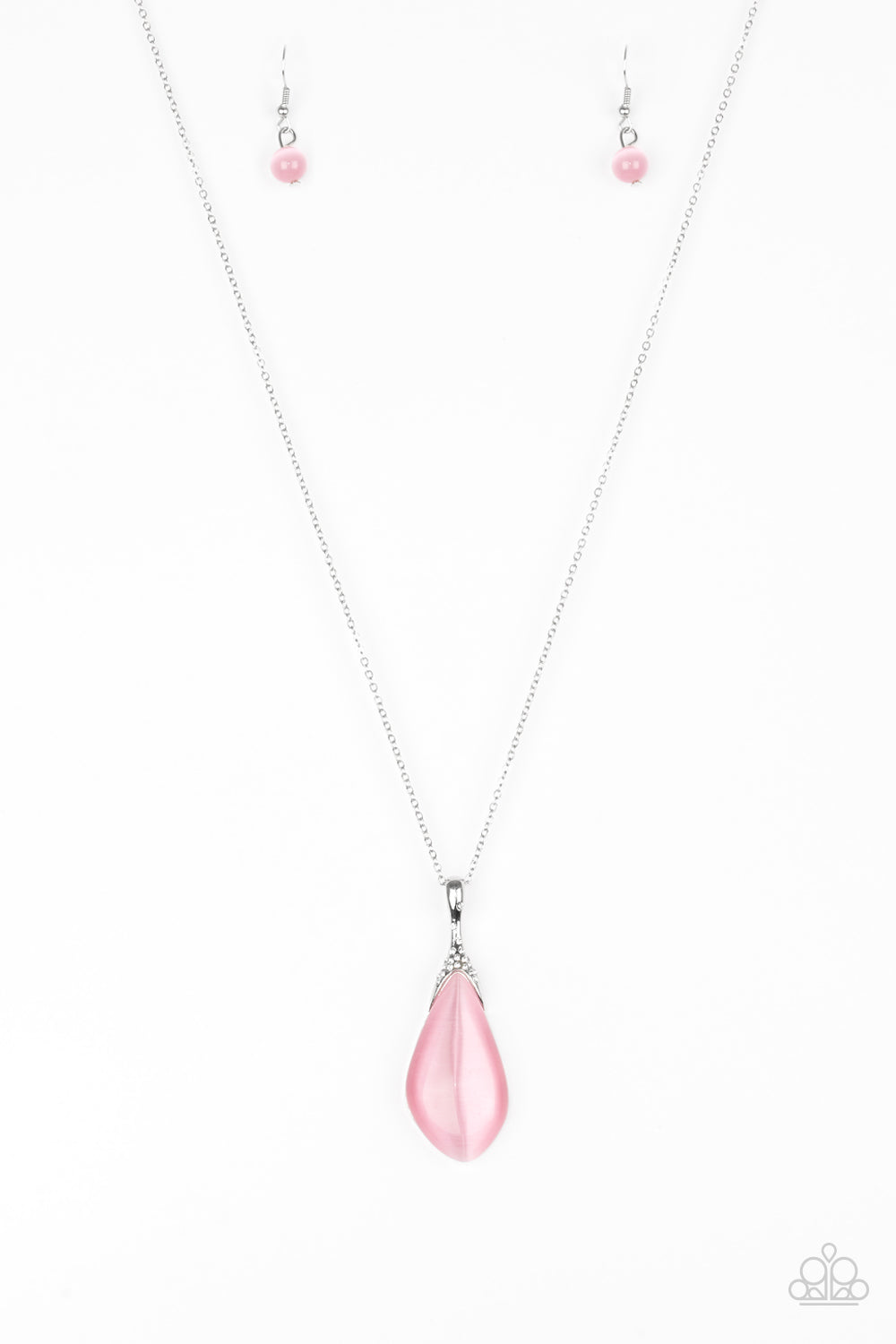 Paparazzi ~ Friends In GLOW Places ~ Pink Moonstone Pendant Necklace Set