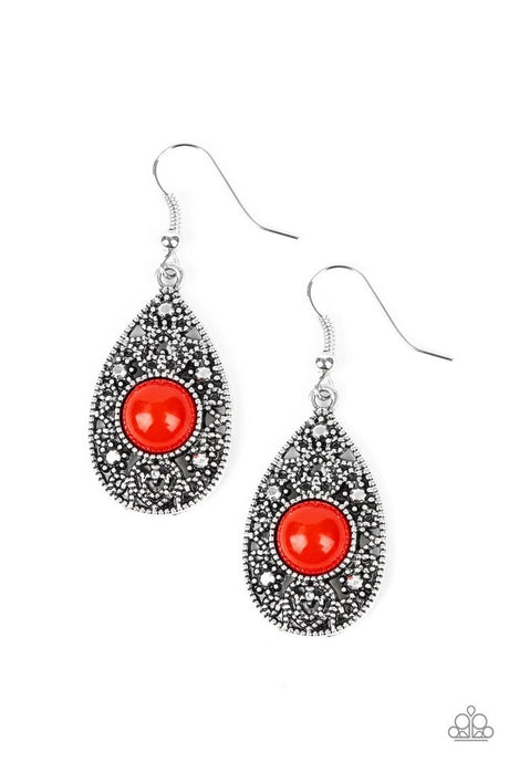 Paparazzi - From POP To Bottom - Red Earrings