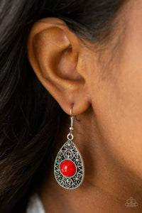 Paparazzi - From POP To Bottom - Red Earrings