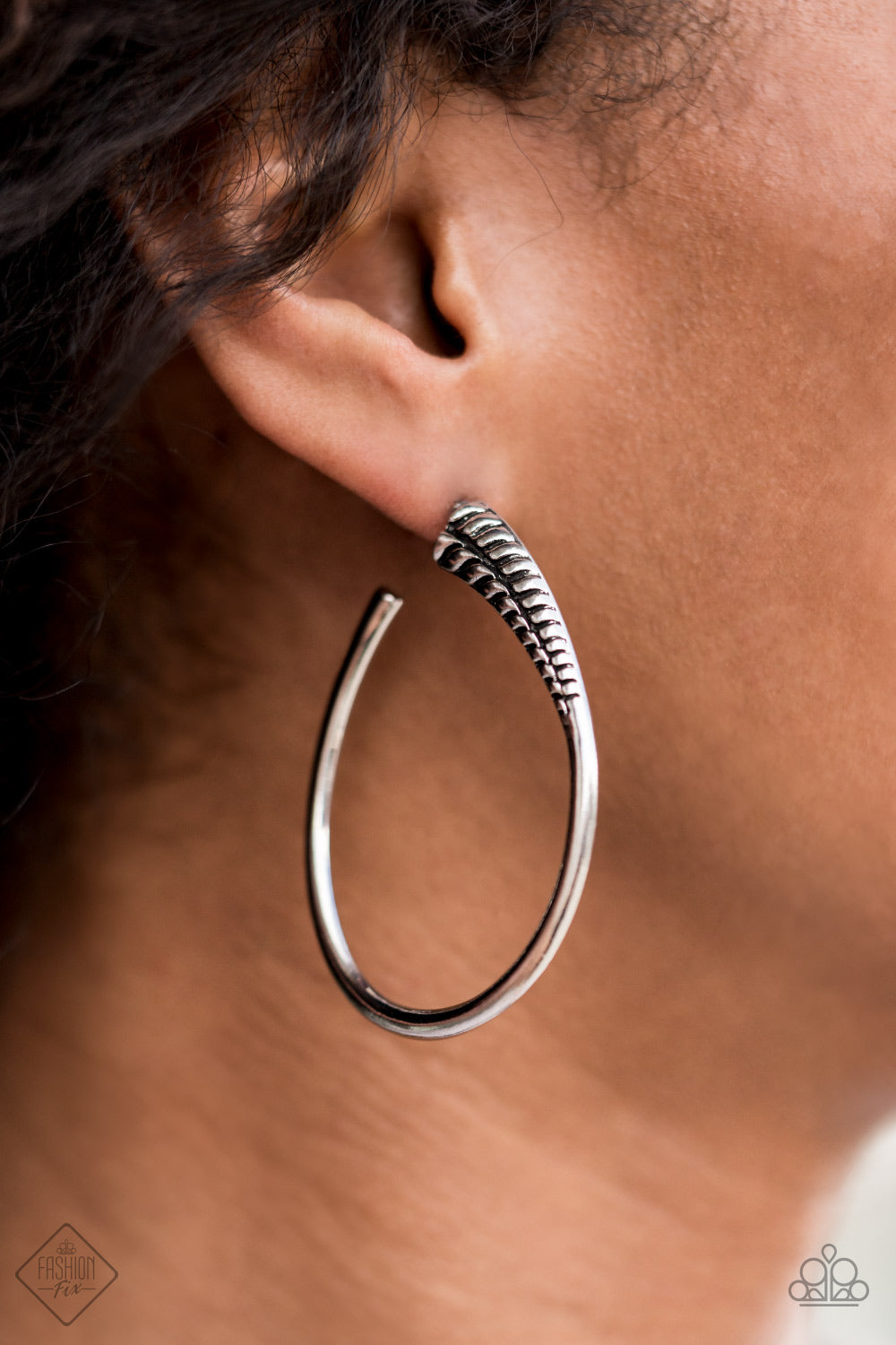 Paparazzi ~ Fully Loaded ~ Silver Hoop Earrings (Fashion Fix Exclusive)