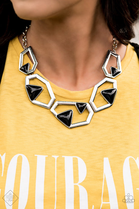 Paparazzi ~ GEO-ing, GEO-ing, Gone! ~ Black Necklace Set (Fashion Fix Exclusive)