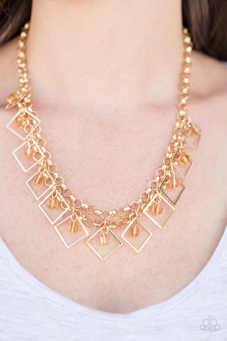 Paparazzi - GEO Down In History - Gold Necklace Set