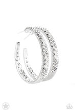 Load image into Gallery viewer, Paparazzi ~ GLITZY By Association ~ White Hoop Earrings (Blockbuster)