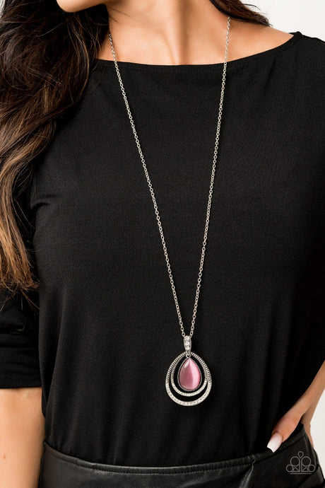 Paparazzi ~ GLOW and Tell ~ Pink Cat's Eye Stone Necklace Set