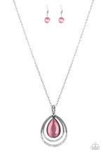Load image into Gallery viewer, Paparazzi ~ GLOW and Tell ~ Pink Cat&#39;s Eye Stone Necklace Set