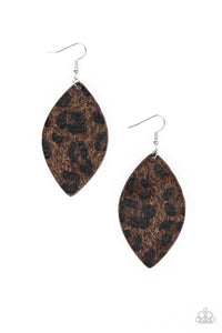 Paparazzi ~ GRR-irl Power! ~ Brown Earrings with Black Cheetah Print