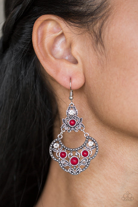 Paparazzi ~ Garden State Glow ~ Red Earrings