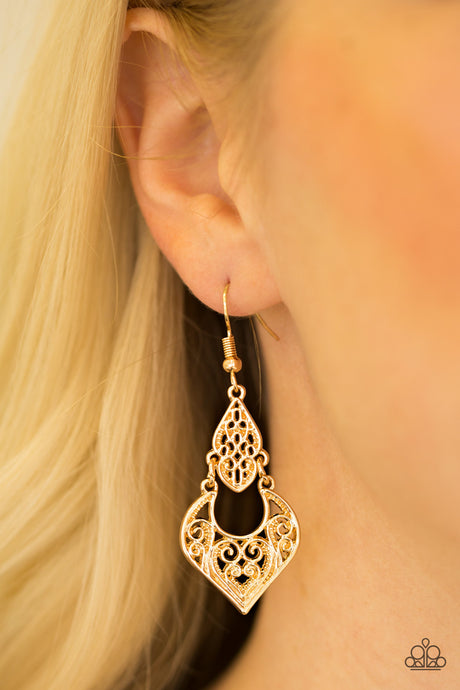 Paparazzi ~ Genie Grotto ~ Gold Earrings