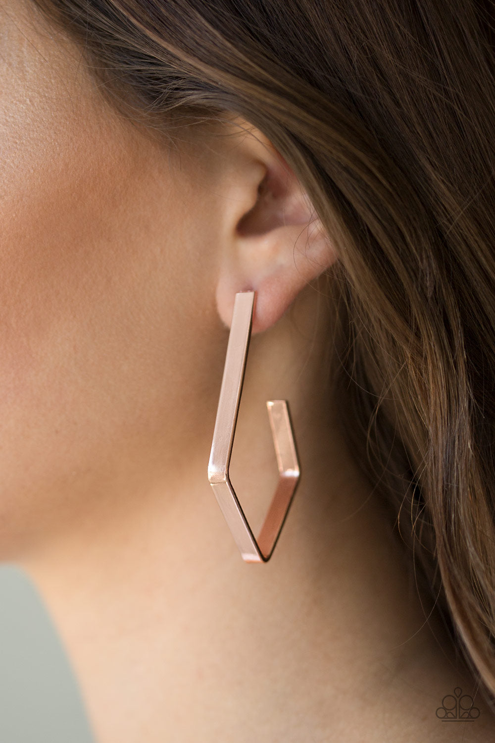 Paparazzi ~ Geo Grand ~ Copper Hoop Earrings