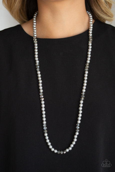 Paparazzi ~ Girls Have More FUNDS ~ Silver Pearl Necklace Set