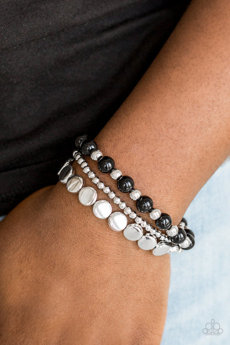 Paparazzi ~ Girly Girl Glamour ~ Black Bracelet