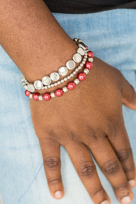 Paparazzi ~ Girly Girl Glamour ~ Red Bracelet