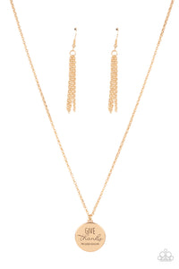 Paparazzi ~ Give Thanks ~ Gold Inspirational Necklace Set