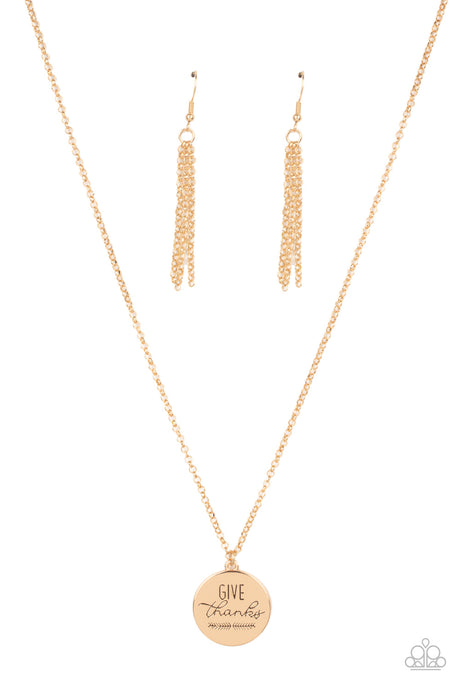 Paparazzi ~ Give Thanks ~ Gold Inspirational Necklace Set