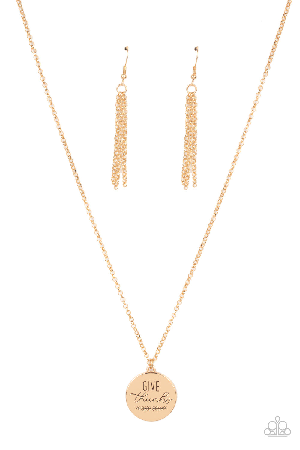 Paparazzi ~ Give Thanks ~ Gold Inspirational Necklace Set