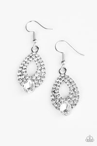 Paparazzi ~ Glam Crush ~ White Earrings