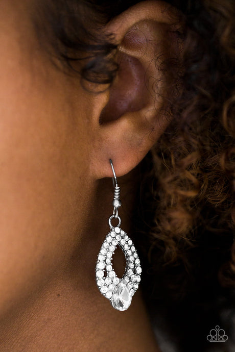 Paparazzi ~ Glam Crush ~ White Earrings