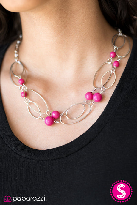 Paparazzi - Glam Theory - Pink Necklace Set