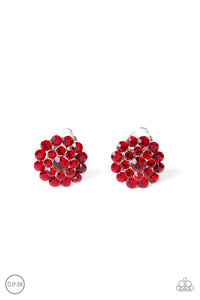 Paparazzi ~ Glammed Out ~ Red  Rhinestone Clip-On Earrings