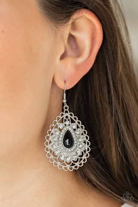 Paparazzi ~ Glamour Grandeur ~ Black Earrings