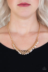 Paparazzi ~ Glow and Grind ~ Gold Rhinestone Necklace Set