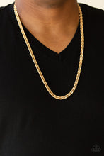 Load image into Gallery viewer, Paparazzi ~ Go Down Fighting ~ Men&#39;s Gold Necklace and Bracelet Set