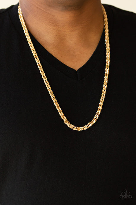 Paparazzi ~ Go Down Fighting ~ Men's Gold Necklace and Bracelet Set